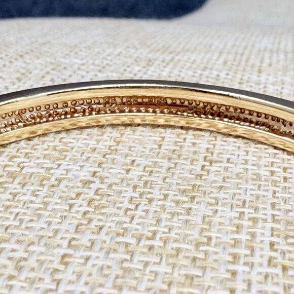 Vintage Gold Tone CZ Pave Cuff Bracelet Signed PAJ BB - Picture 7 of 9